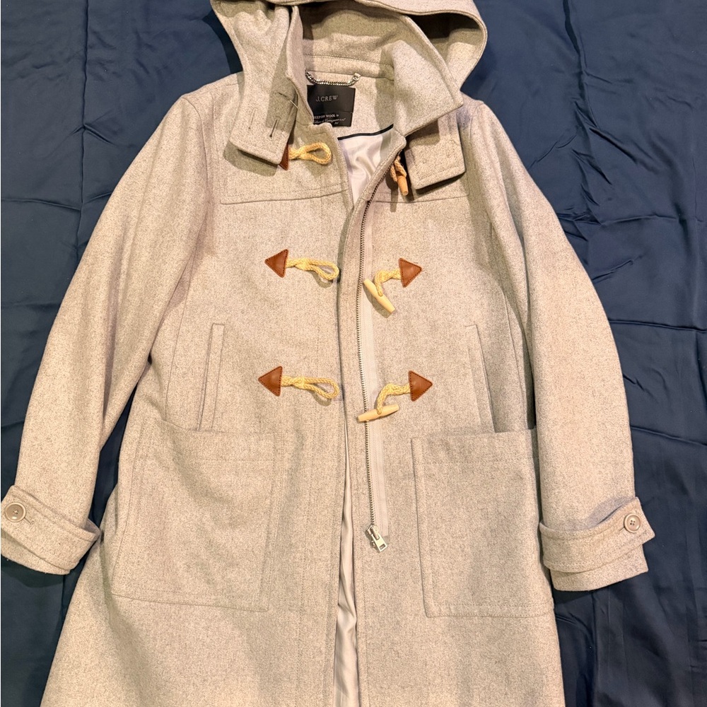 J. Crew Cream Hooded Toggle Trench Coat